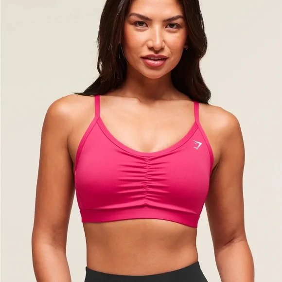 Gymshark Women's Ruched Sports Bra Pink NWT - Picture 3 of 5